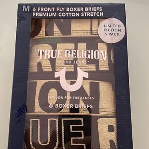 True Religion NWT 6 front fly boxer briefs premium cotton stretch limited editio